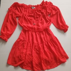 HYFVE Red Off-Shoulder Mini Dress